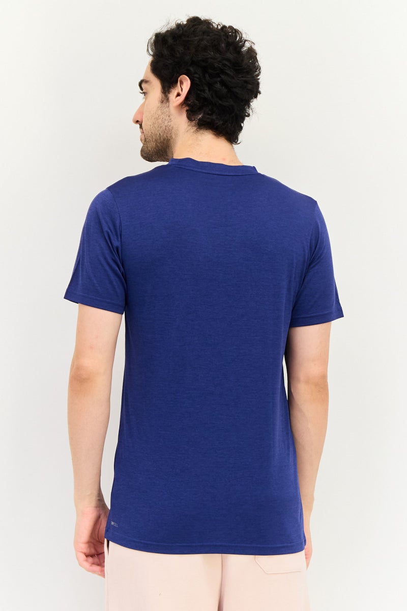 PUMA Men Regular Fit Brand Logo Short Sleeves Training T-Shirt, Navy - Image 3