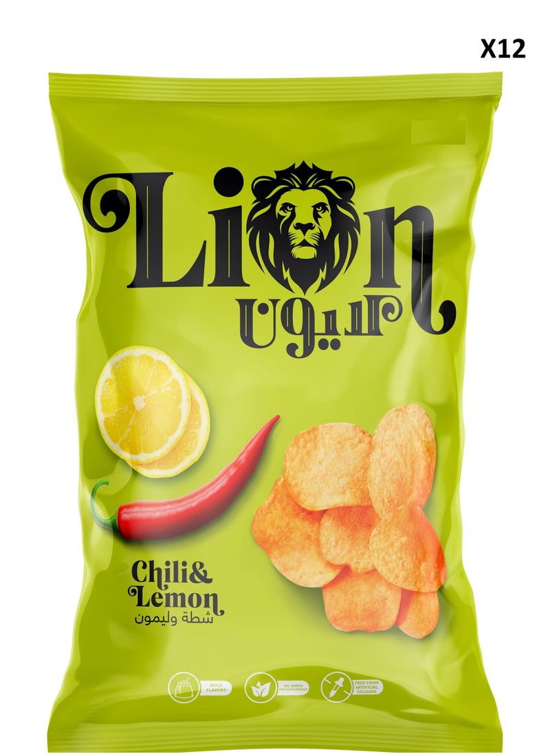 Lion Lion Chips Chili&Lemon Flavor 60g,12 Pack 
