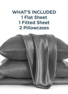 Arabest 4-Piece Breathable Bedding Set - Hypoallergenic Microfiber Bed Sheet & Fitted Sheet with Pillowcases | Solid Gray 230x230cm | Hotel-Grade Bed Linens for Home, Rental & Hospitality Use  - Image 4