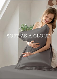 Arabest 4-Piece Breathable Bedding Set - Hypoallergenic Microfiber Bed Sheet & Fitted Sheet with Pillowcases | Solid Gray 230x230cm | Hotel-Grade Bed Linens for Home, Rental & Hospitality Use  - Image 5