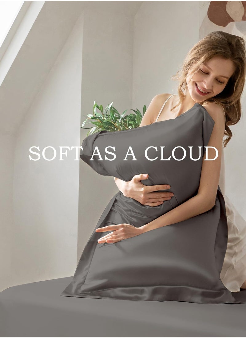 Arabest 4-Piece Breathable Bedding Set - Hypoallergenic Microfiber Bed Sheet & Fitted Sheet with Pillowcases | Solid Gray 230x230cm | Hotel-Grade Bed Linens for Home, Rental & Hospitality Use  - Image 5