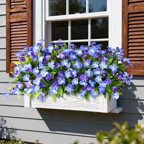 ZFProcess Artificial Impatiens Flowers for Outdoors, 6 Bundles Silk Fake Flowers for Spring Summer Decoration, UV Resistant Faux Plants Plastic Bouquet for Home Planter Porch Patio Yard Decor(Double Blue) - Image 2