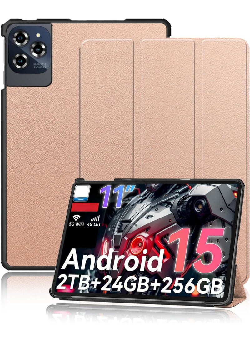 VKL Case for TABWEE W90 11 Inch, yystao Slim Stand Tri-Fold Hard Protective Case Cover Compatible with TABWEE W90, Shockproof & Dustproof, Rose-Gold - Image 1