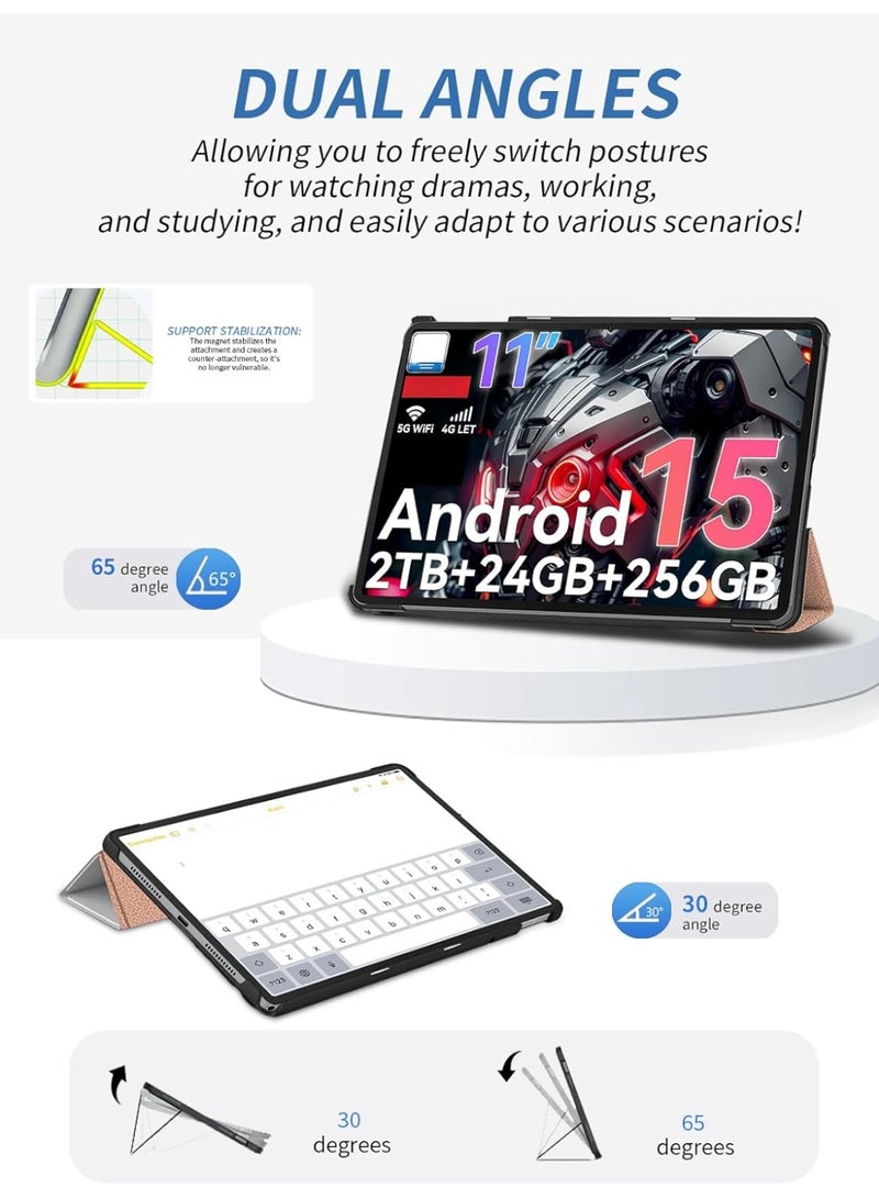 VKL Case for TABWEE W90 11 Inch, yystao Slim Stand Tri-Fold Hard Protective Case Cover Compatible with TABWEE W90, Shockproof & Dustproof, Rose-Gold - Image 3