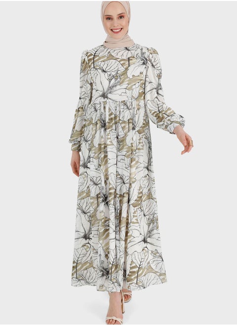Flared Printed Dress