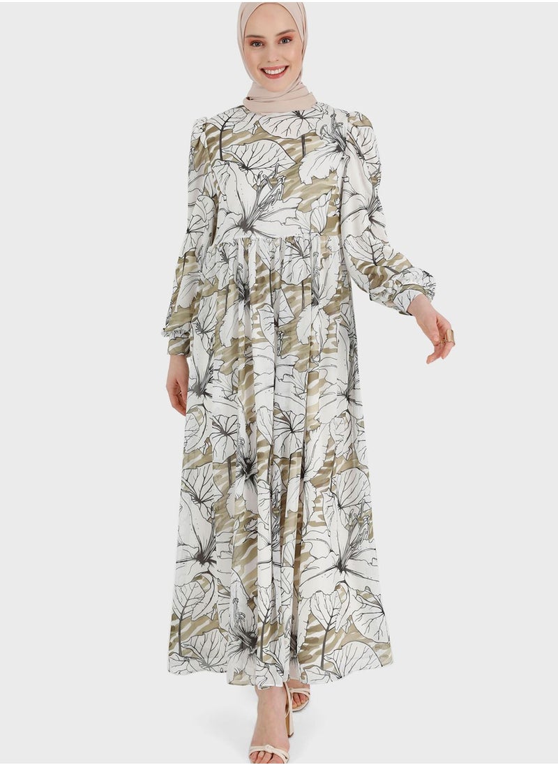 Refka by modanisa - Flared Printed Dress - Image 1