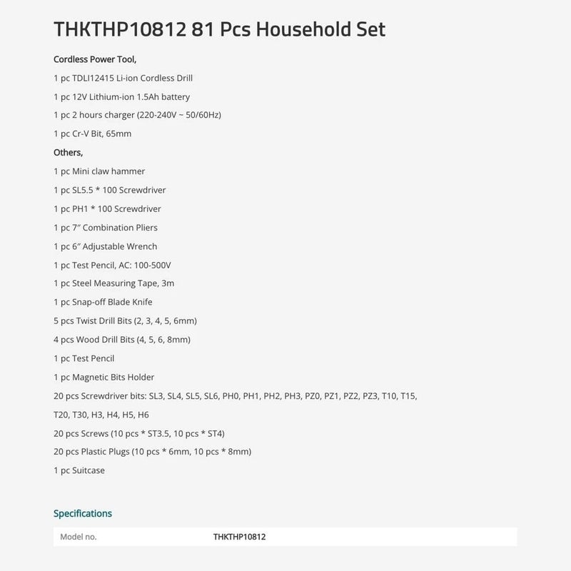 TOTAL 81 Pcs Tools Set Thkthp10812 - Image 2