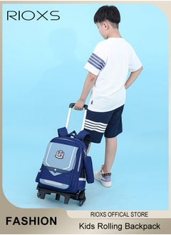 RIOXS Kids Rolling Backpacks Fashion Printed Trolley School Bags Large Capacity Wheeled Kids Luggage Bag for Elementary Boys Schoolbag, Waterproof and Wear-resistant  - Image 2