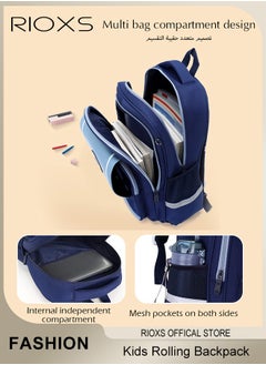 RIOXS Kids Rolling Backpacks Fashion Printed Trolley School Bags Large Capacity Wheeled Kids Luggage Bag for Elementary Boys Schoolbag, Waterproof and Wear-resistant  - Image 4