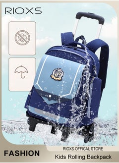 RIOXS Kids Rolling Backpacks Fashion Printed Trolley School Bags Large Capacity Wheeled Kids Luggage Bag for Elementary Boys Schoolbag, Waterproof and Wear-resistant  - Image 5