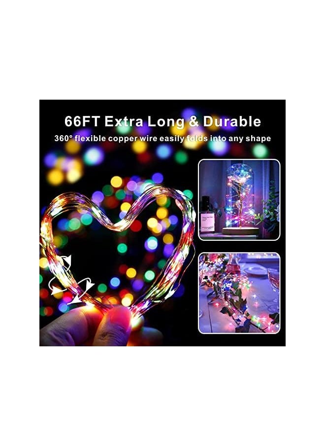 The Bros Ramadan Lights Decorations, Fairy String Lights, 66Ft 200 LED Battery Operated, 8 Modes with Remote Control, IP67 Waterproof Copper Wire Starry Twinkle Lights, for Indoor Outdoor Eid Gift(Multicolor)  - Image 3