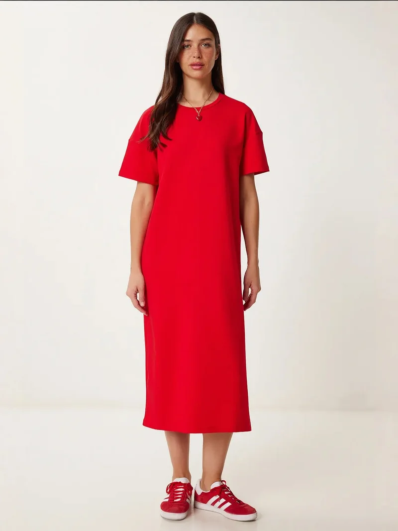 السعادة في إسطنبول ISTANBUL Midi Cotton Dress with Slit