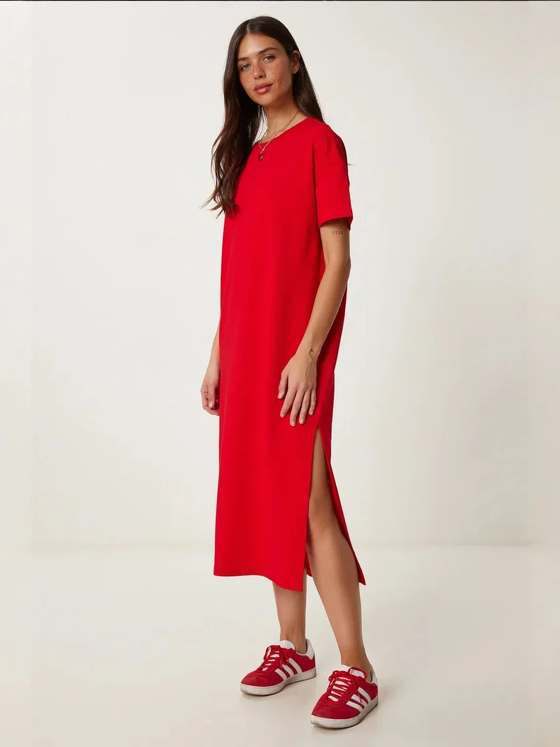 السعادة في إسطنبول ISTANBUL Midi Cotton Dress with Slit