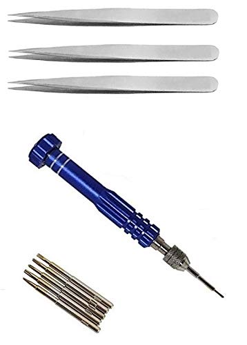 Axtella Wroughton Tool kit 5 in 1 For All Mobiles Repair Screwdriver Set With Set of 3 Stainless Steel Non Magnetic Tweezer Straight  - Image 1