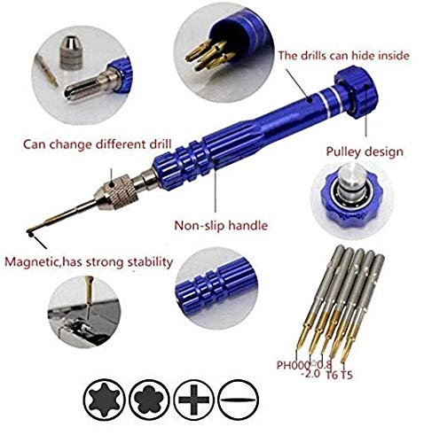 Axtella Wroughton Tool kit 5 in 1 For All Mobiles Repair Screwdriver Set With Set of 3 Stainless Steel Non Magnetic Tweezer Straight  - Image 2