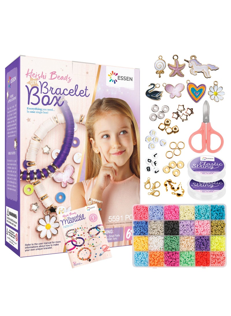 ESSEN Clay Beads Kit Heishi Bracelet Beads Alphabet Letter Beads Jewellery Making DIY Bracelet Bead Kit Craft for Girls with Manual - 5591+ pcs  - Image 1