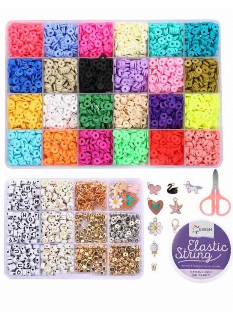 ESSEN Clay Beads Kit Heishi Bracelet Beads Alphabet Letter Beads Jewellery Making DIY Bracelet Bead Kit Craft for Girls with Manual - 5591+ pcs  - Image 2