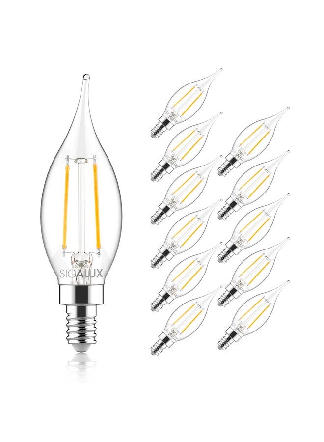 سيجالوكس لمبات إضاءة ليد كانديلابرا قابلة للتعتيم، E12 40 وات ثريا Ca10 برأس شعلة 2700 كلفن أبيض دافئ، لمبة E12 300 لومن للثريات ومروحة السقف والقلادة، عبوة من 12 قطعة - Image 1