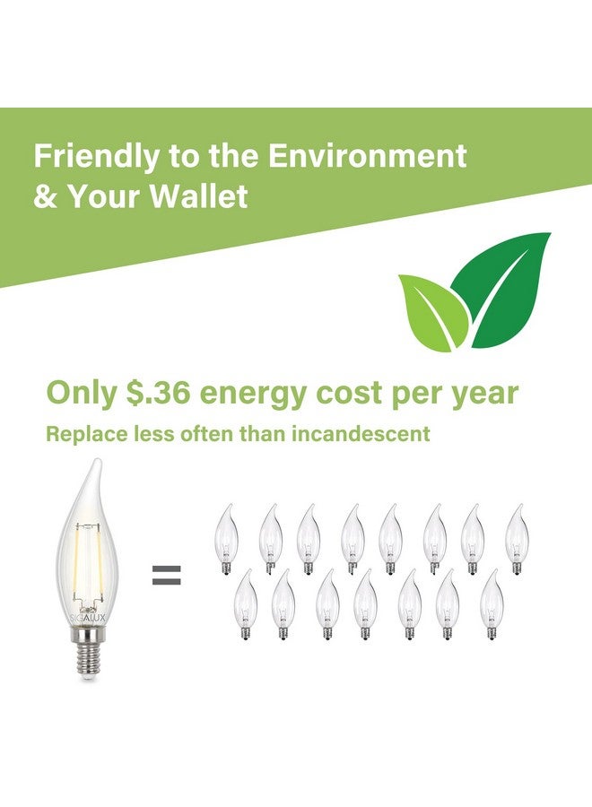 سيجالوكس لمبات إضاءة ليد كانديلابرا قابلة للتعتيم، E12 40 وات ثريا Ca10 برأس شعلة 2700 كلفن أبيض دافئ، لمبة E12 300 لومن للثريات ومروحة السقف والقلادة، عبوة من 12 قطعة - Image 5