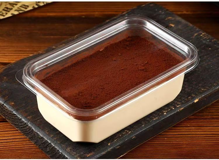 FUFU 50-Pack Disposable Plastic Tiramisu Cake Boxes with Lid - Portable Dessert Containers for Cupcakes, Mousse, & More (14 x 9 x 5 cm) - Image 4