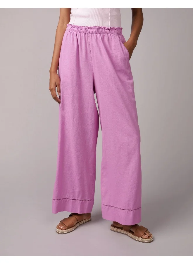 امريكان ايجل AE High-Waisted Linen-Blend Pull-On Pant