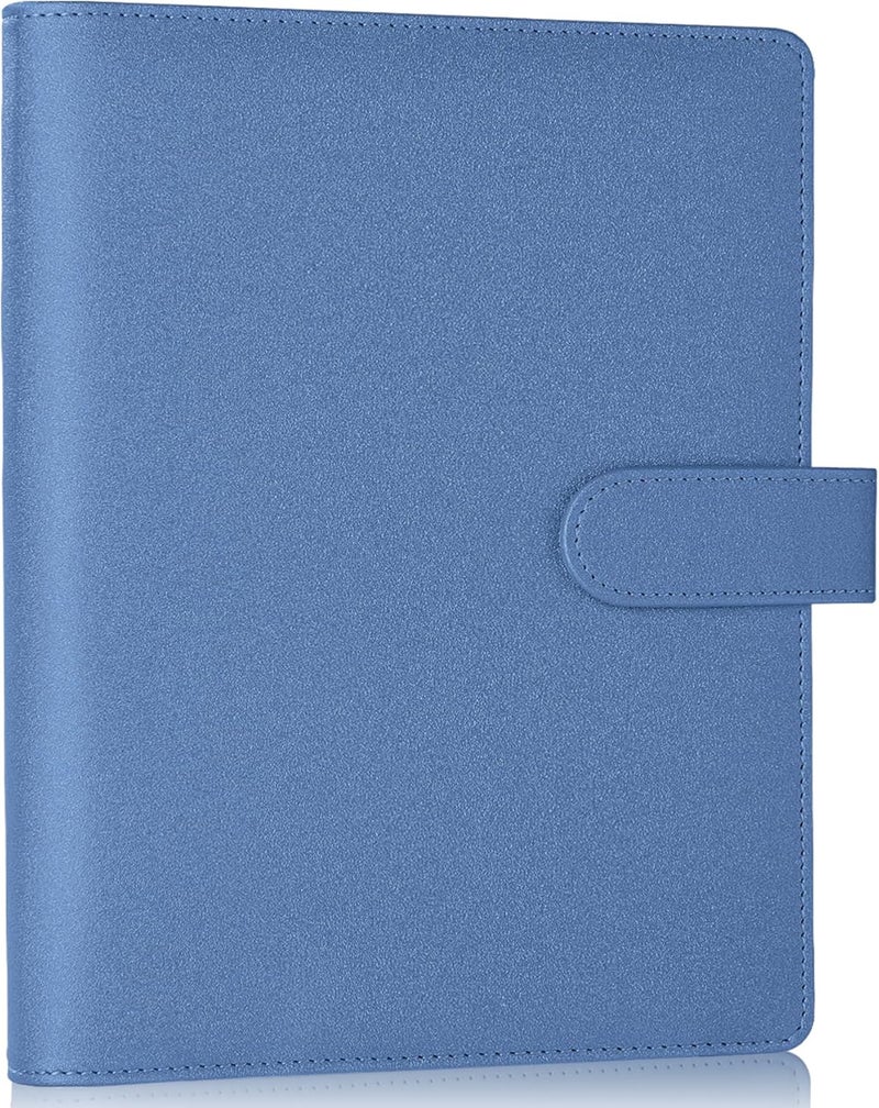 Antner A5 Binder 6 Ring Refillable Notebook Budget Planner Cover for Cash Organizer, PU Leather Loose Leaf Kpop Photocard Holder Small Binder for A5 Planner Inserts with Magnetic Buckle, Glitter Blue - Image 1