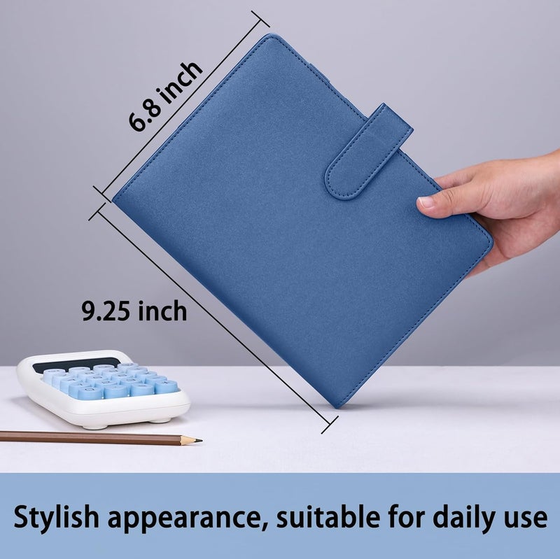 Antner A5 Binder 6 Ring Refillable Notebook Budget Planner Cover for Cash Organizer, PU Leather Loose Leaf Kpop Photocard Holder Small Binder for A5 Planner Inserts with Magnetic Buckle, Glitter Blue - Image 5