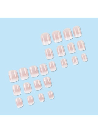 Short Square Press on Nails French Fake Nails Ombre Acrylic Nails Press on Full Cover Glossy False Nails Artificial Stick on Nail for Women Manicure Decoration 24PCS - view 2