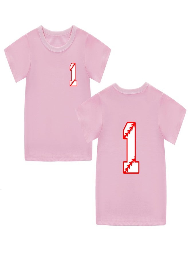 Mowbeat Toddler 1st Birthday Shirt Boy 1 Years Old Outfit Boy Baseball Birthday Top Short Sleeve T Shirt (Pink, 1 Year) - Image 1