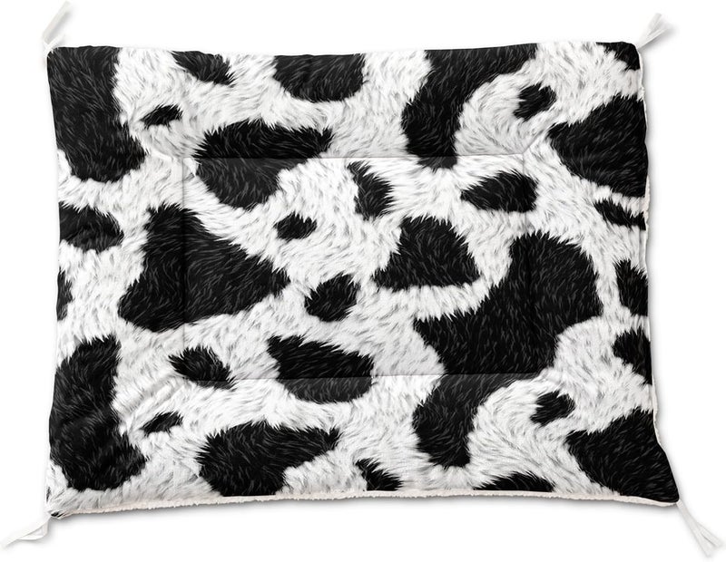 HOSIMA Cow Fur Print Dog Mats for Sleeping,Western Farmhouse Animal Themed Fuzzy Pet Bed Mat,30L*26W Inch,Suitable for Small Dog Bed,Washable Soft Cozy Black-White Pet Pad. - Image 1