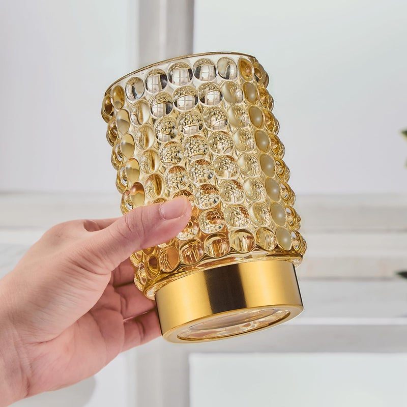 LEICURACE Makeup Brush Holder Organizer,Toothbrush Holders,Desk Pen Pencil Holder,Multifunctional Vintage Glass Brush Cup(A38-3-US/Gold/L) - Image 4