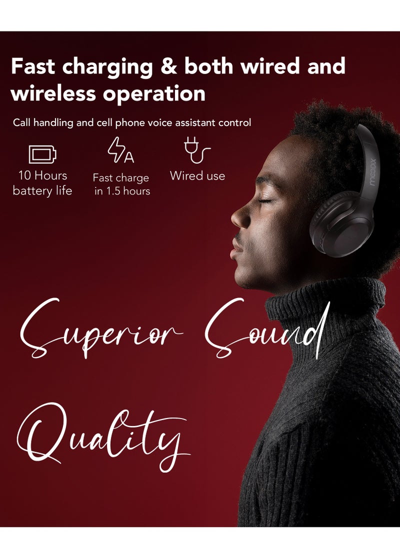 moodix - Moodix KO23NB1701W ANC Active Noise Cancelling Wireless Bluetooth On-Ear Headphones, Android and iPhone Compatible, White - Image 1