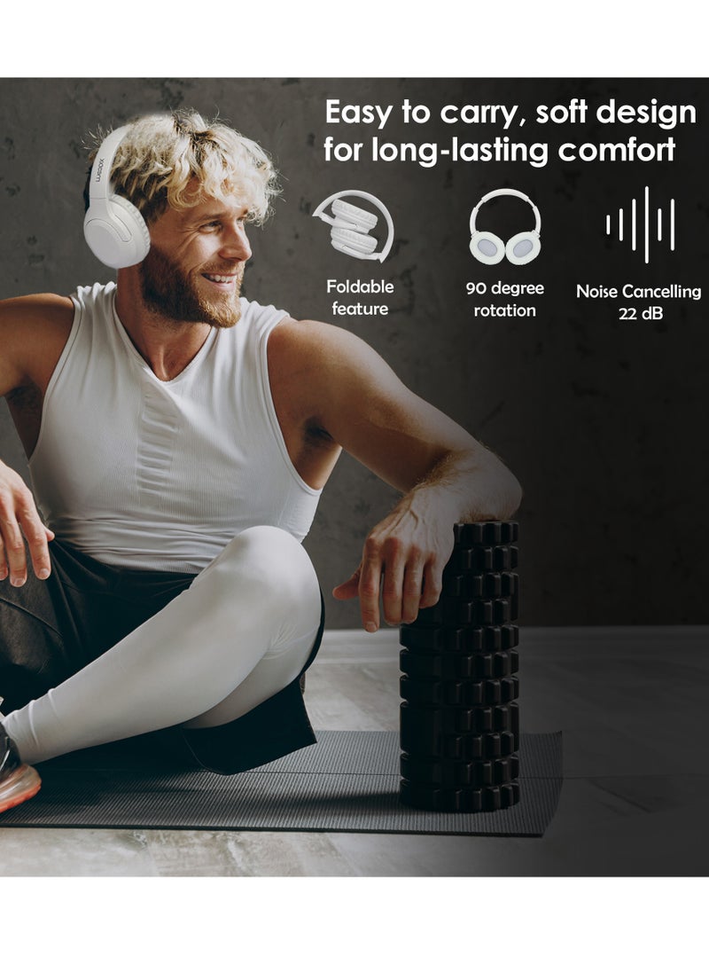 moodix - Moodix KO23NB1701W ANC Active Noise Cancelling Wireless Bluetooth On-Ear Headphones, Android and iPhone Compatible, White - Image 1