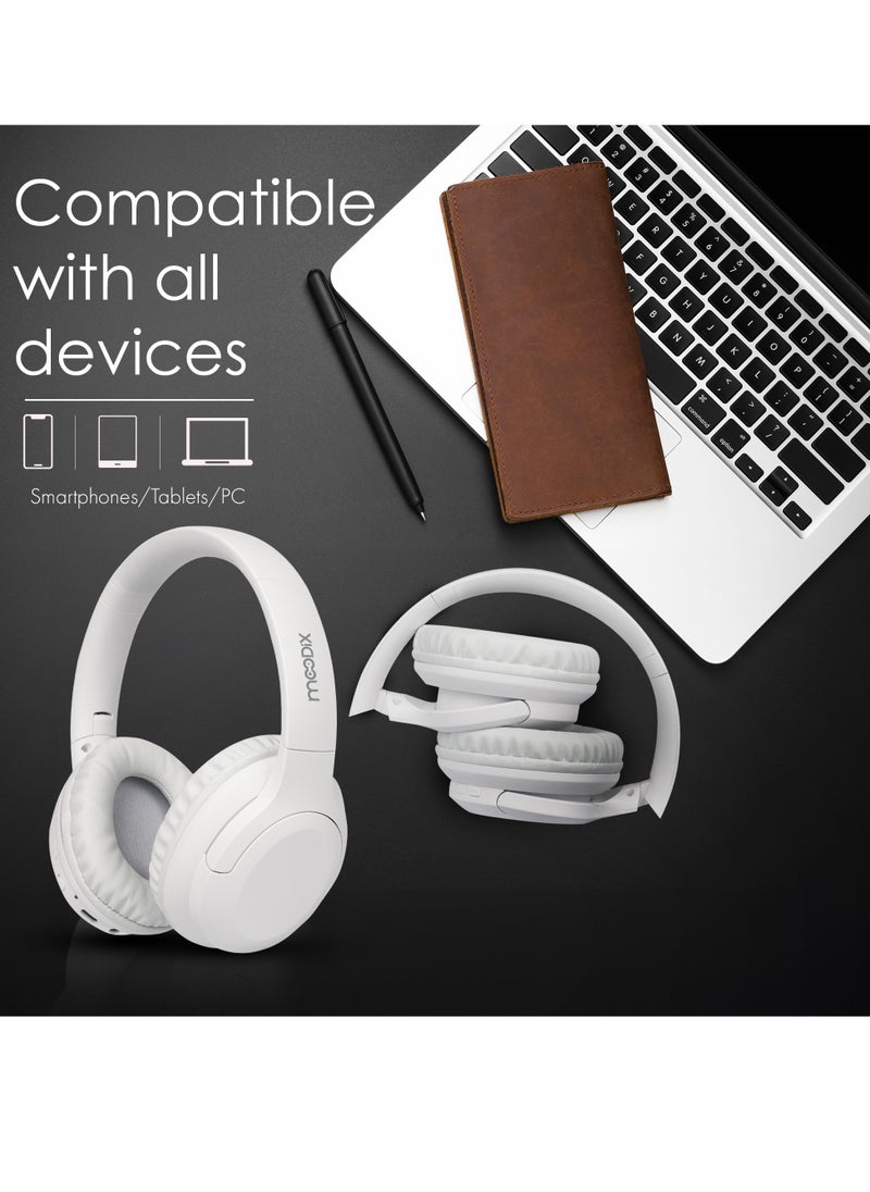 moodix - Moodix KO23NB1701W ANC Active Noise Cancelling Wireless Bluetooth On-Ear Headphones, Android and iPhone Compatible, White - Image 1