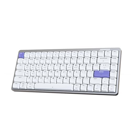 EPOMAKER Luma84 Low Profile Aluminum Mechanical Keyboard, QMK/VIA Programmable, Tri-Mode Wireless, Win/MAC/Linux Compatible, RGB Backlight (White&Purple, Gateron Low-Profile Red Switch) - Image 1