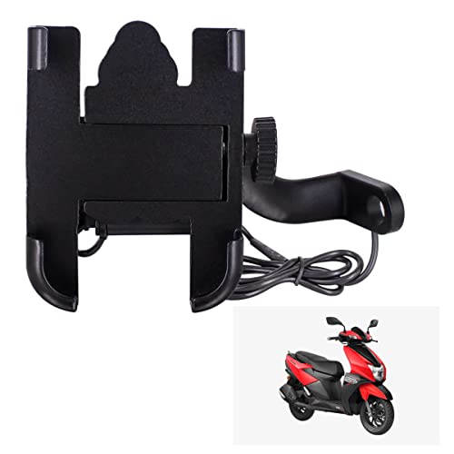 Asryd CNC Bike Mount Holder for Navigation 360 Degree Rotating Handlebar Metal Body Cradle Stand Fits for All Smartphones (CNC Metal Holder with USB Charger) for TVS Ntorq 125 (Pack of 1Pcs) - Image 1