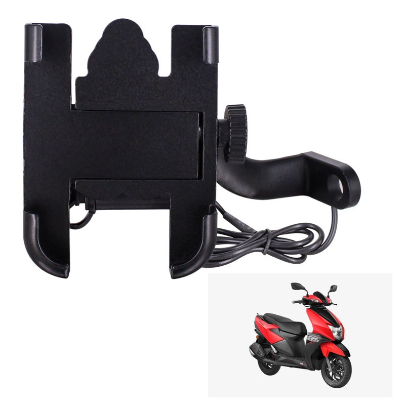 Asryd CNC Bike Mount Holder for Navigation 360 Degree Rotating Handlebar Metal Body Cradle Stand Fits for All Smartphones (CNC Metal Holder with USB Charger) for TVS Ntorq 125 (Pack of 1Pcs) - Image 4