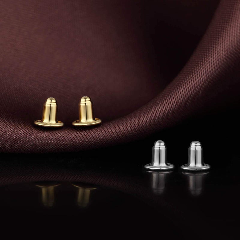 DELECOE 14K Gold Bullet Locking Earring Backs for Diamond Studs,925 Sterling Silver Hypoallergenic Replacements Backings for Pierced Earrings,6mm - Image 2