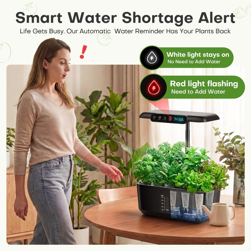 Ahopegarden نظام زراعة الهيدروبونيك من أهوبيغاردن: مجموعة حديقة داخلية مكونة من 10 حاويات مع ضوء نمو LED وعرض ذكي لدرجة الحرارة والرطوبة - مجموعة إنبات النباتات للمطبخ المنزلي - Image 4