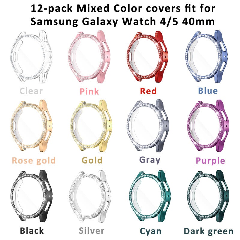 RICHONE [12Pack] RICHONE Compatible with Samsung Galaxy Watch 5 2022 & 4 2021 40 mm Screen Protector Cases, Bling Diamonds All-Around Protective Soft Covers Accessories(Galaxy Watch 5/4-40 mm) - Image 5