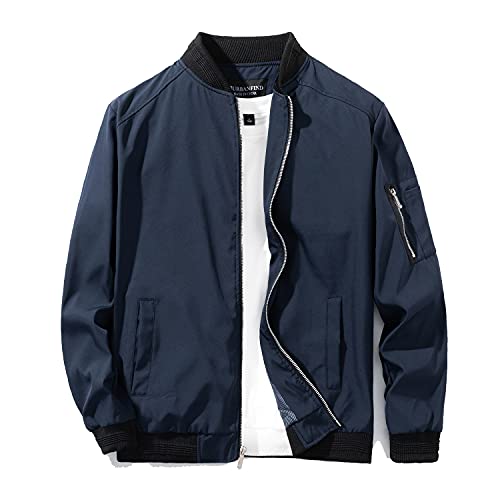 URBANFIND Men's Slim Fit Lightweight Sportswear Jacket Casual Bomber Jacket US XL Blue - Image 1