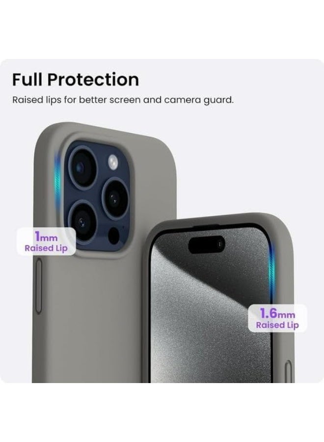 أكاليكس جراب سيليكون متوافق مع iPhone 16 Pro، جراب هاتف سيليكون سائل رفيع مع بطانة TPU ناعمة مقاومة للصدمات من 3 طبقات (رمادي) - Image 4
