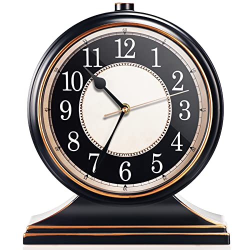 AYRELY® Vintage Desk Clock Silent-Non-Ticking 10-inch dial Table Clock,Retro Mantel Clocks and Easy to Read for Living Room, Bedroom, Shelf Decoration, Fireplace, Farmhouse Decor (Black) - Image 1