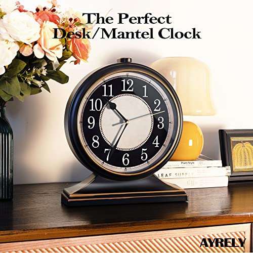 AYRELY® Vintage Desk Clock Silent-Non-Ticking 10-inch dial Table Clock,Retro Mantel Clocks and Easy to Read for Living Room, Bedroom, Shelf Decoration, Fireplace, Farmhouse Decor (Black) - Image 5