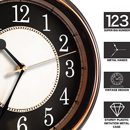 AYRELY® Vintage Desk Clock Silent-Non-Ticking 10-inch dial Table Clock,Retro Mantel Clocks and Easy to Read for Living Room, Bedroom, Shelf Decoration, Fireplace, Farmhouse Decor (Black) - Image 4