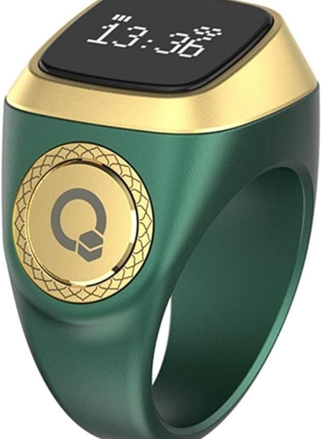 عقبة سمارت ذاكر خاتم مقاوم للماء عداد تسابيح رقمي شاشة أوليد بلوتوث تطبيق تذكير بالاهتزاز أخضر 18 ملم - Image 2