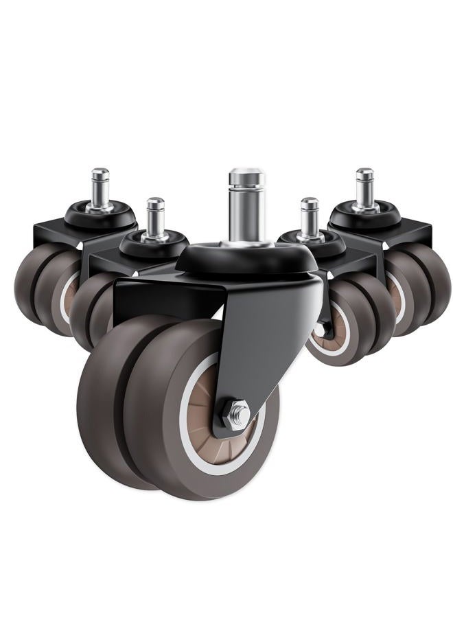 ASHGOOB 2 Inch Office Chair Wheels (Set of 5), Heavy Duty Grey Rubber Chair Casters Replacement, Desk Chair Wheels for Hardwood Floors and Carpet, Smooth & Quiet Universal Fit for Most Chairs(5 Pack) - Image 1