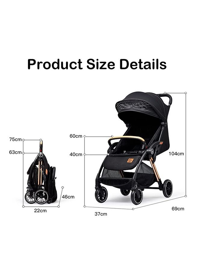 جي تي-ويل عربة أطفال محمولة فاخرة خفيفة الوزن عربة أطفال للسفر للأطفال من سن 6 أشهر إلى 3 سنوات (BV1 أسود) - Image 4