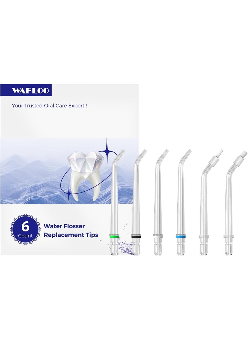 WAFLOO Water Flosser Replacement Jet Tips for Y826 , 6 Count, Water Dental Picks Oral Irrigator Flossing Nozzles