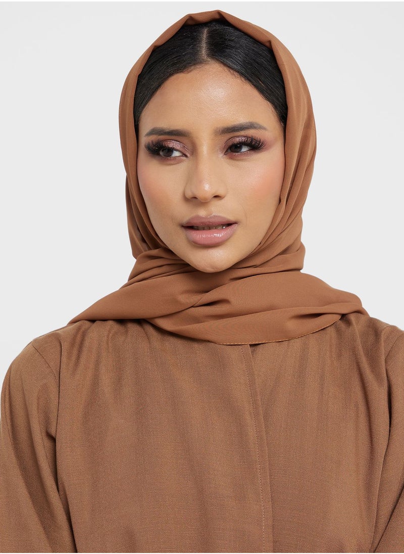 Khizana - Colorblock Trench Styled Abaya With Sheila - Image 1